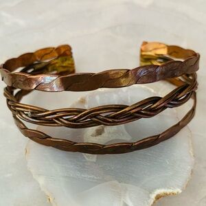Copper Tone Triple Band Cuff Bracelet